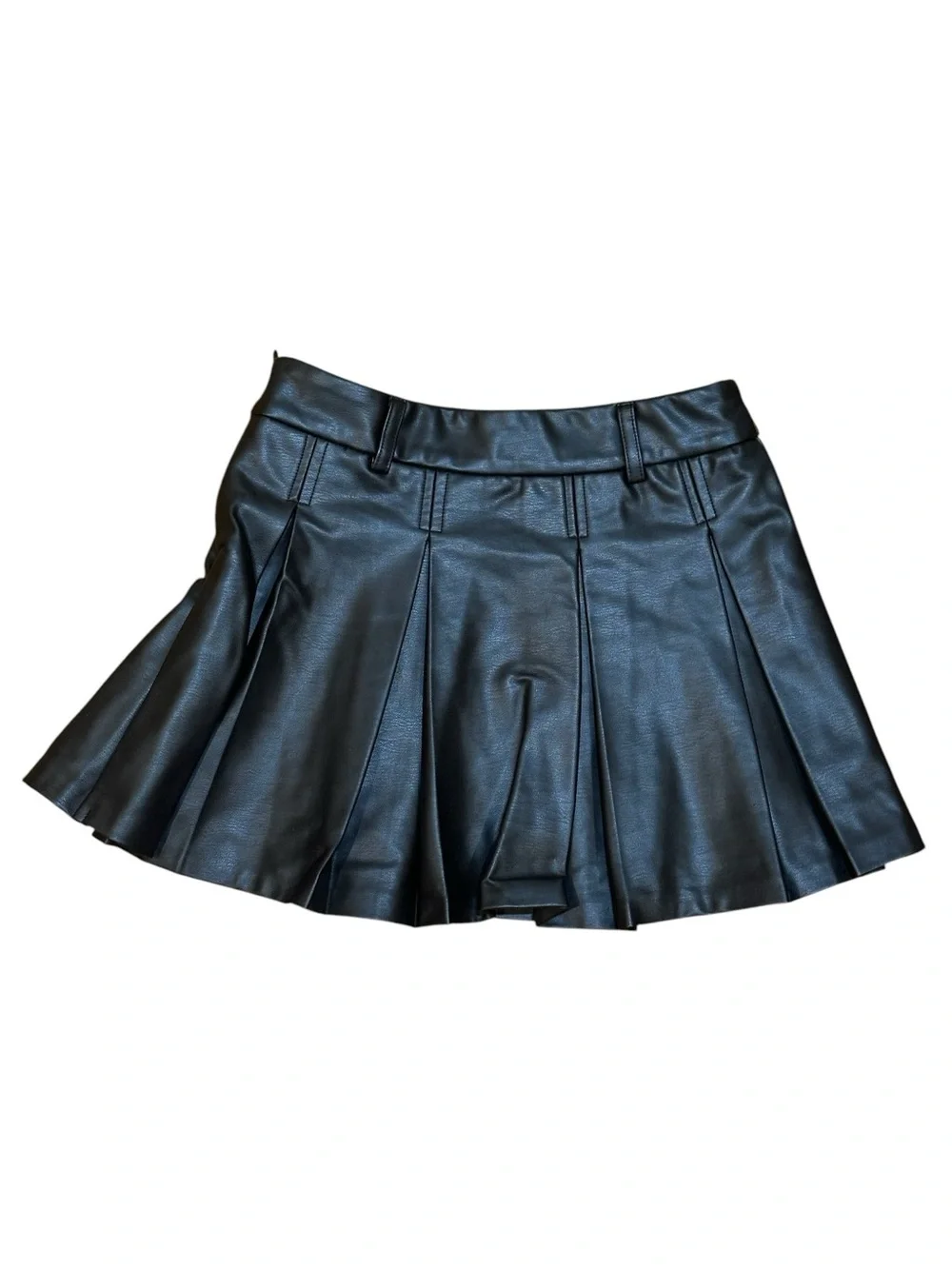 Zara Girls Faux Leather Pleated Mini Skirt Black Size 10